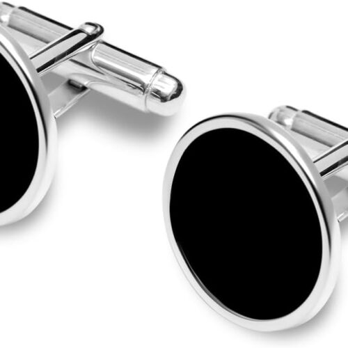 Sterling Silver Round Cufflinks for Men