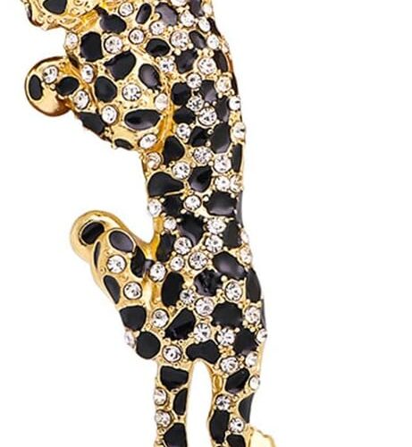 Leopard Brooch with Crystal Rhinestones for Men