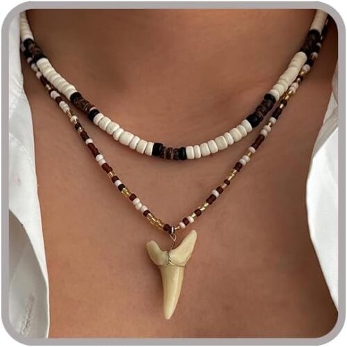 Shell and Coconut Bead Surfer Necklace for Men