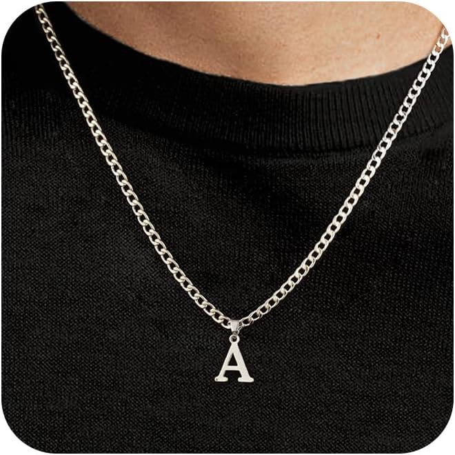 Initial Letter Pendant Necklace for Men