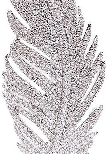 Crystal Feather Brooch Pin for Men