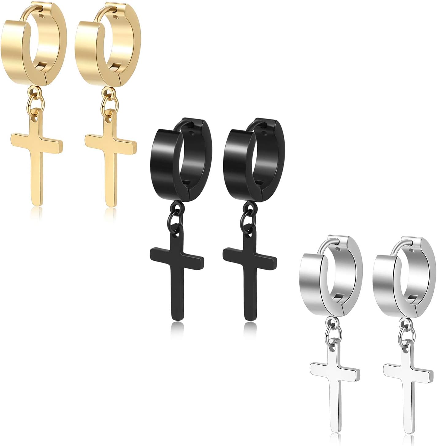 Cross Dangle Earrings for Men