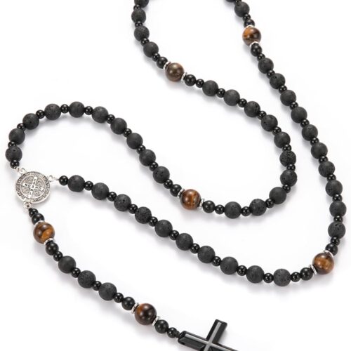 Cross Pendant Natural Stone Necklace for Men