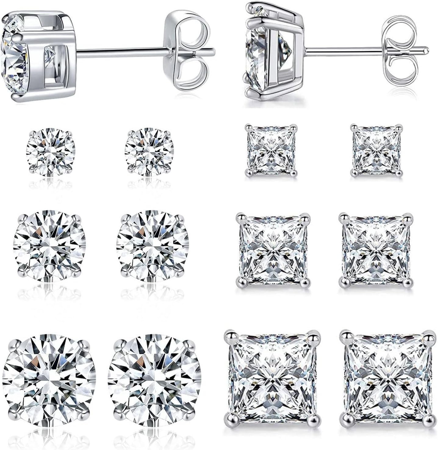 Cubic Zirconia Stud Earrings Set for Men