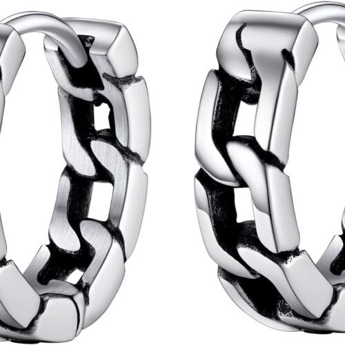 Cuban Link Hoop Earrings for Men