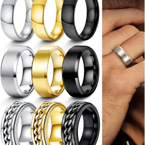 Stainless Steel Ring Set with Ring Adjuster for Men