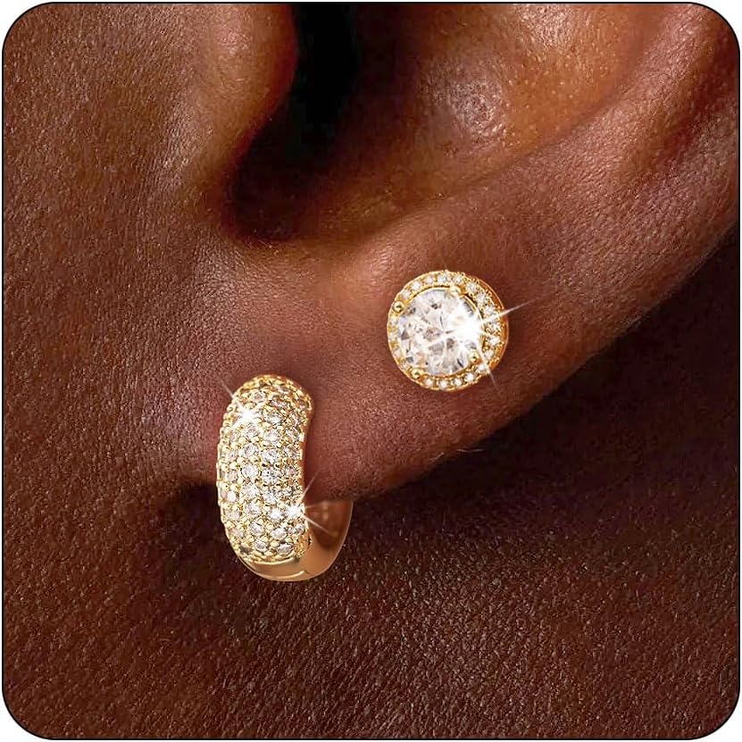 Gold and Silver Earrings Set for Men